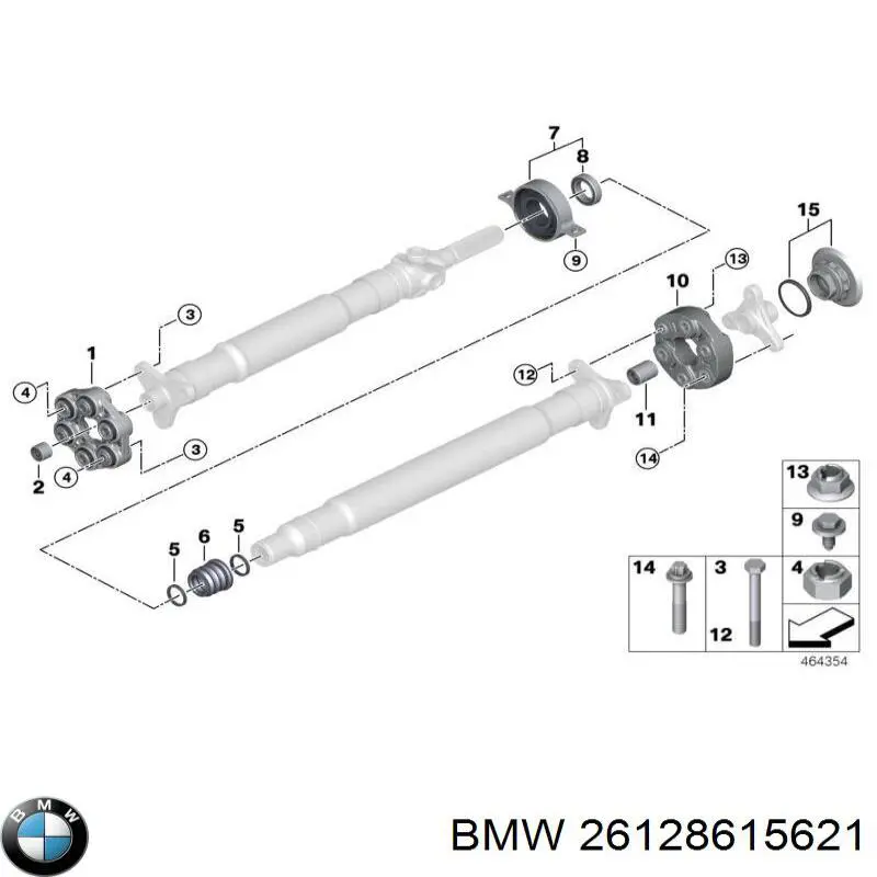 26128615621 BMW Rodamiento central del eje de transmisión