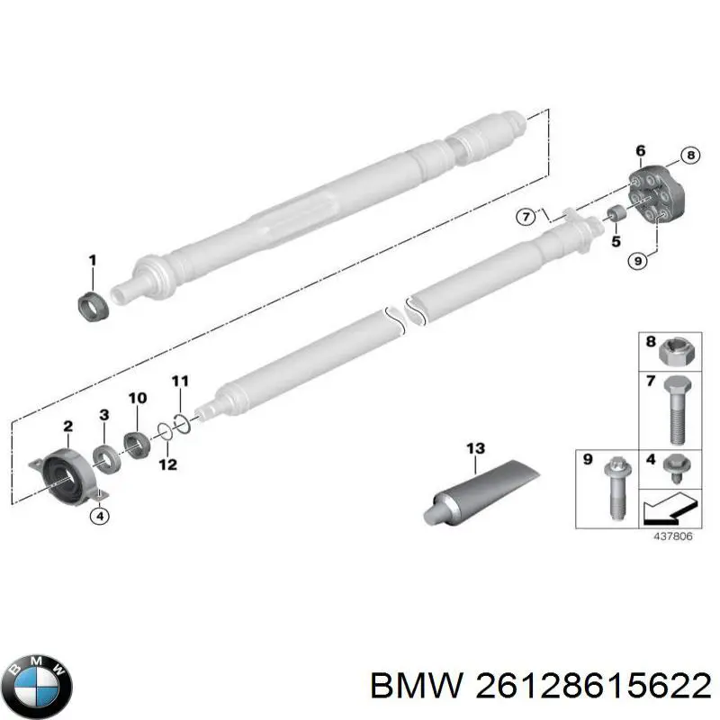 Comprar 26128615622 BMW Rodamiento central del eje de transmisión