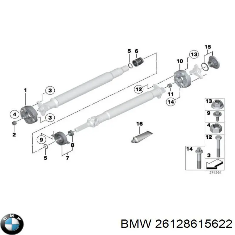 Rodamiento central del eje de transmisión BMW 26128615622 precio, desde 22,16 EUR