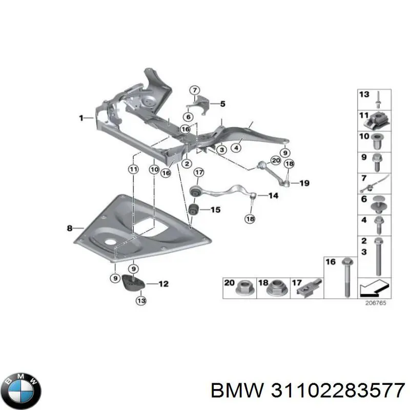 31102283577 BMW barra oscilante, suspensión de ruedas delantera, inferior izquierda