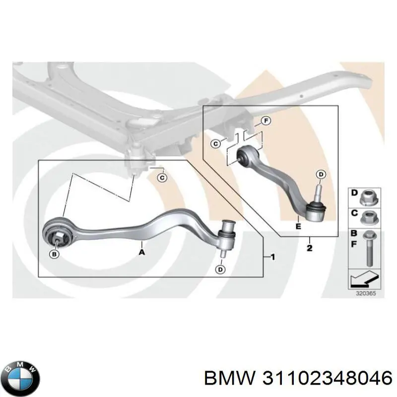 Brazo inferior derecho de la suspensión delantera BMW 31102348046