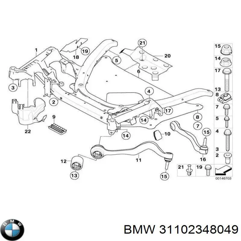 31102348049 BMW barra oscilante, suspensión de ruedas delantera, inferior izquierda