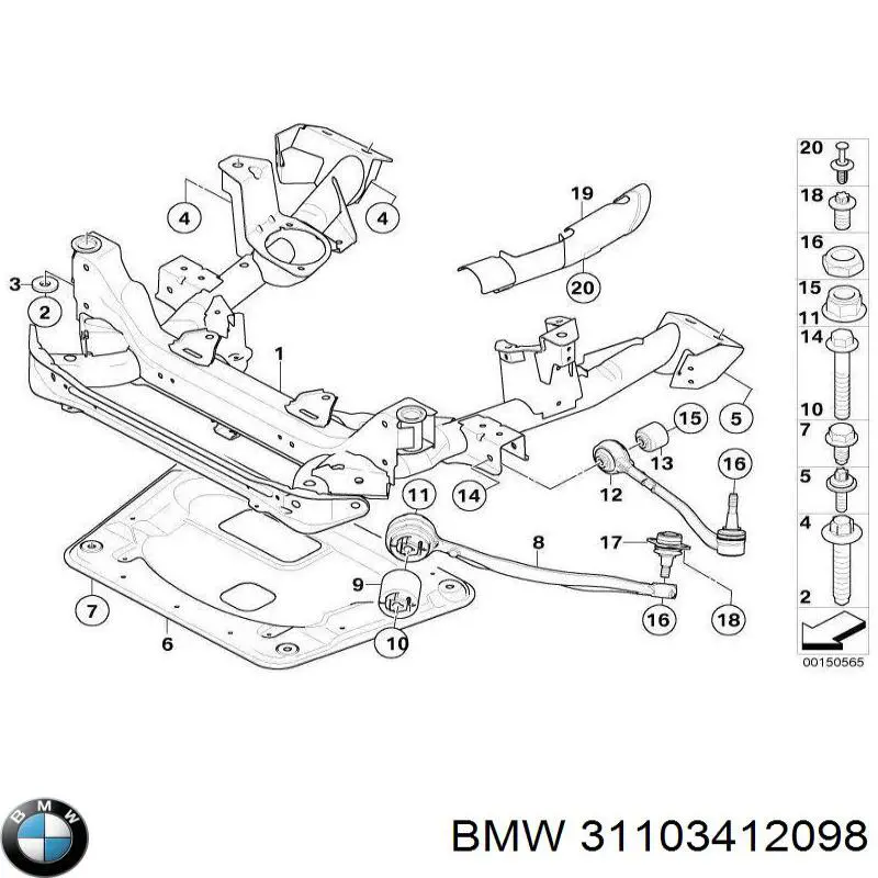 31103412098 BMW subchasis delantero soporte motor