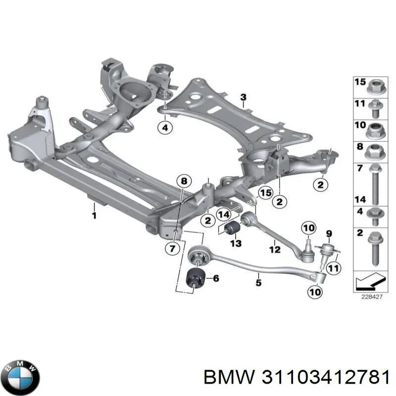 Silentblock del brazo de suspensión 31103412781 BMW