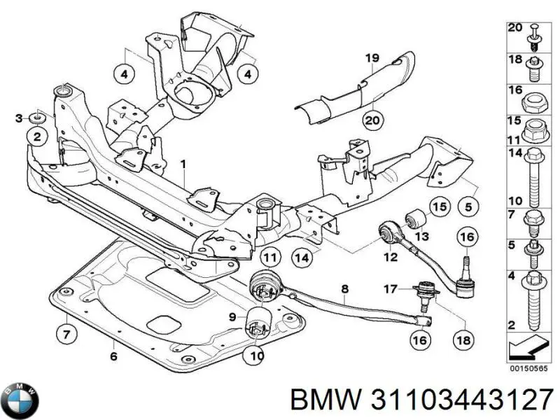Brazo inferior izquierdo de la suspensión delantera BMW 31103443127 precio, desde 64,52 EUR