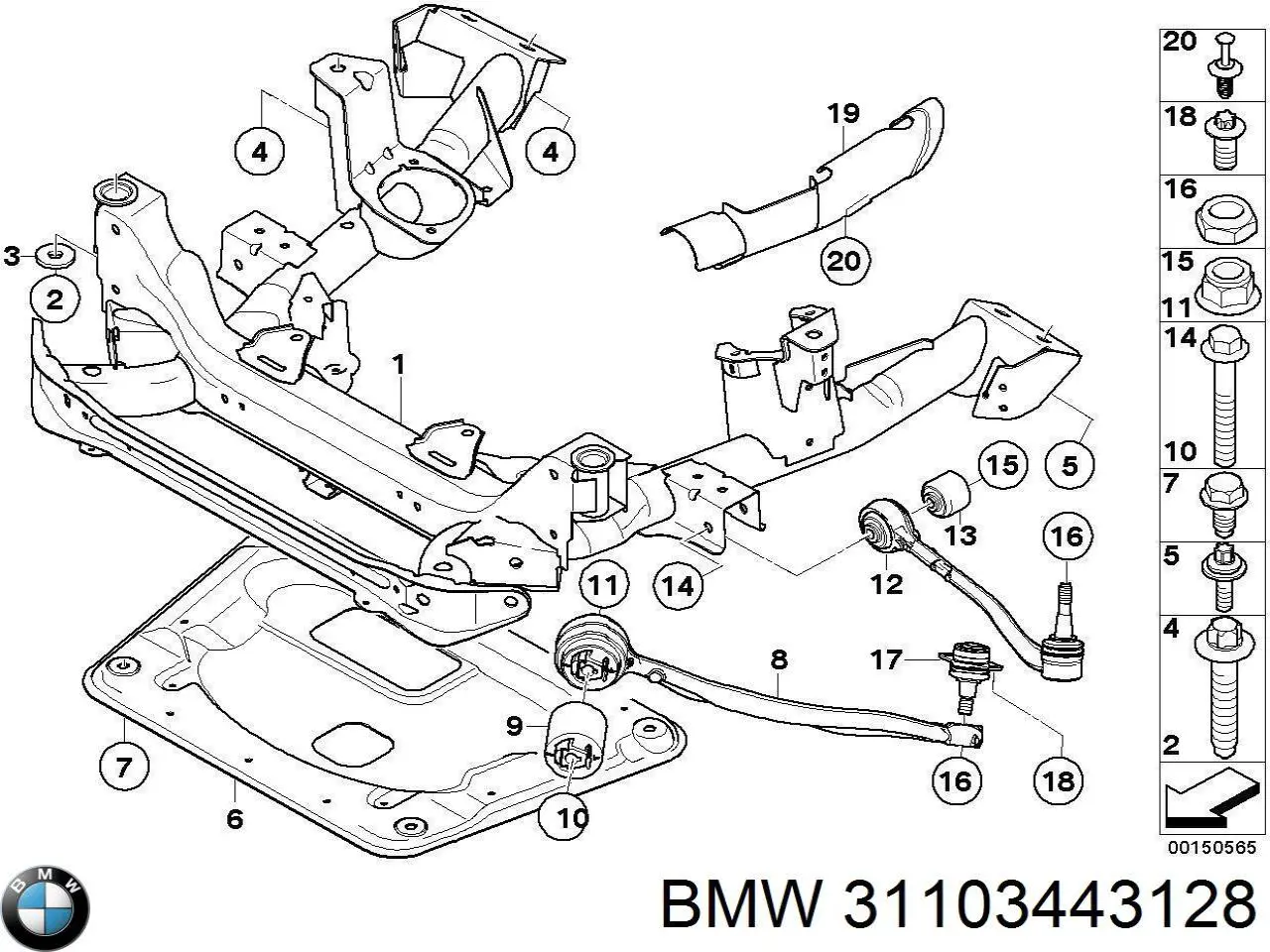 Comprar 31103443128 BMW Brazo inferior derecho de la suspensión delantera