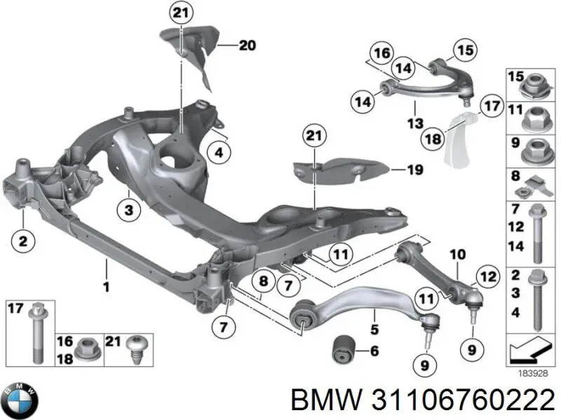 31106760222 BMW perno de fijación, brazo oscilante delantero