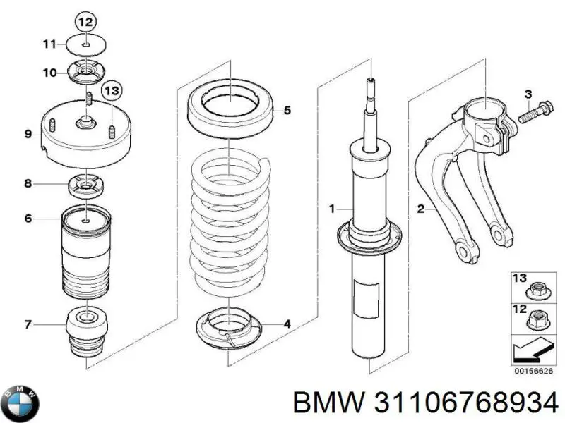 Tornillo de fijación del amortiguador delantero BMW 31106768934 precio, desde 8,61 EUR