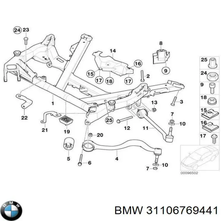 Perno de fijación, barra oscilante delantera, superior para BMW 5 (E39)