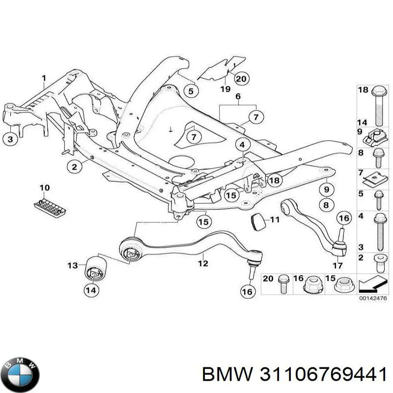 Perno de fijación del brazo de suspensión delantero superior BMW 31106769441 precio, desde 14,70 EUR