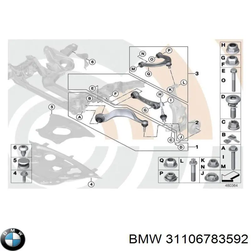 Tuerca del perno de fijación del brazo delantero inferior BMW 31106783592 precio, desde 14,34 EUR