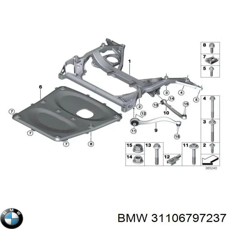 Comprar 31106797237 BMW Perno de fijación del brazo inferior delantero