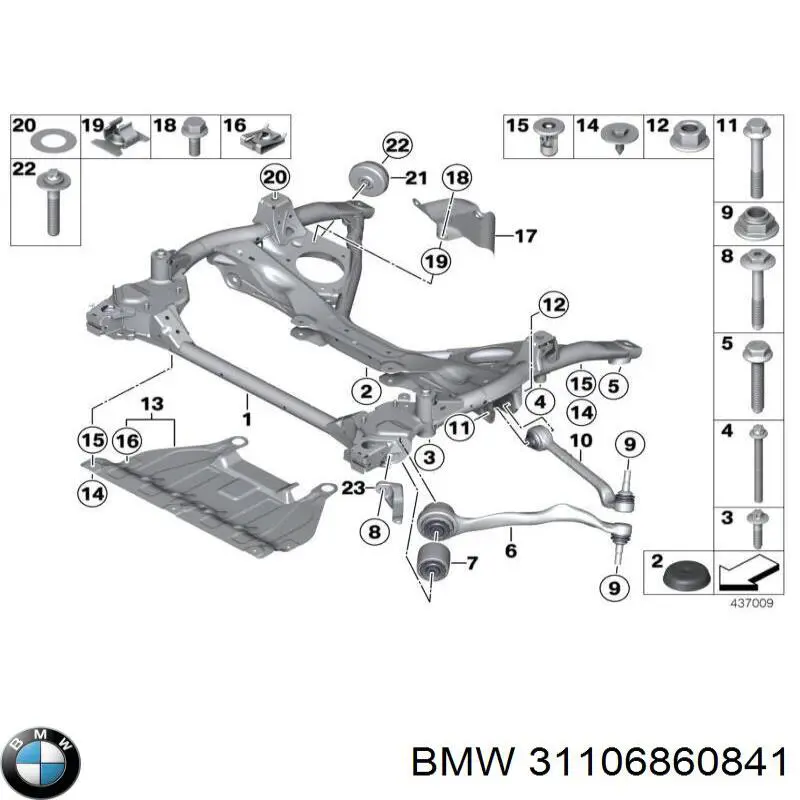 31106860841 BMW protección motor / empotramiento