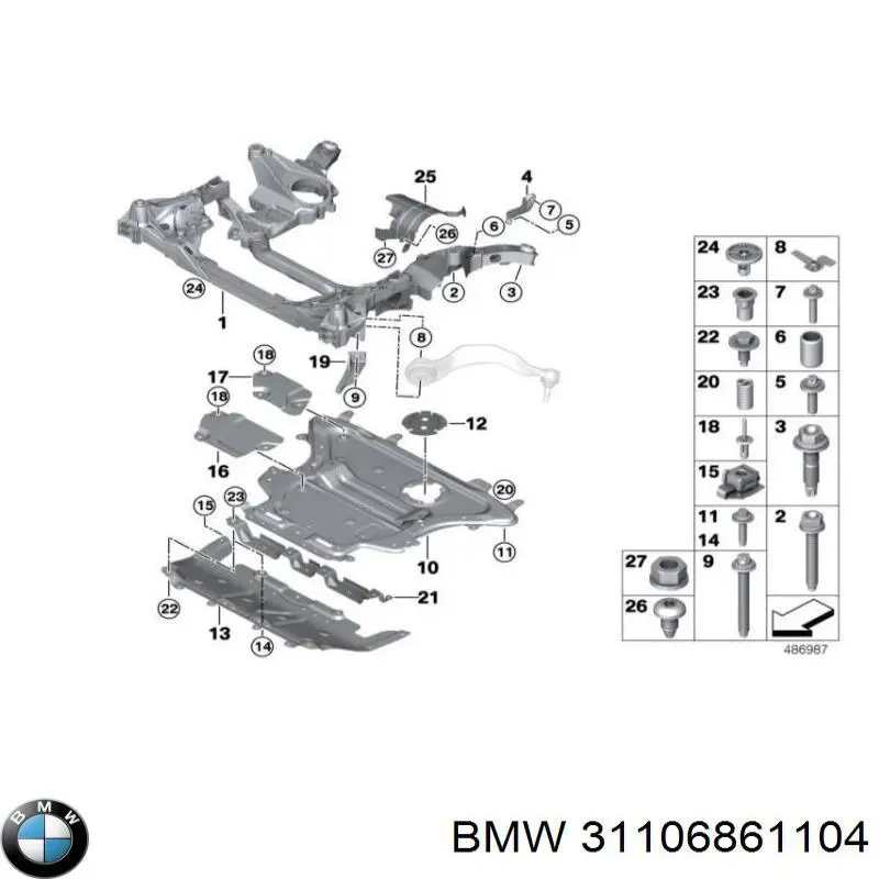Subchasis delantero soporte motor BMW 6887340 precio, desde 1481,04 EUR