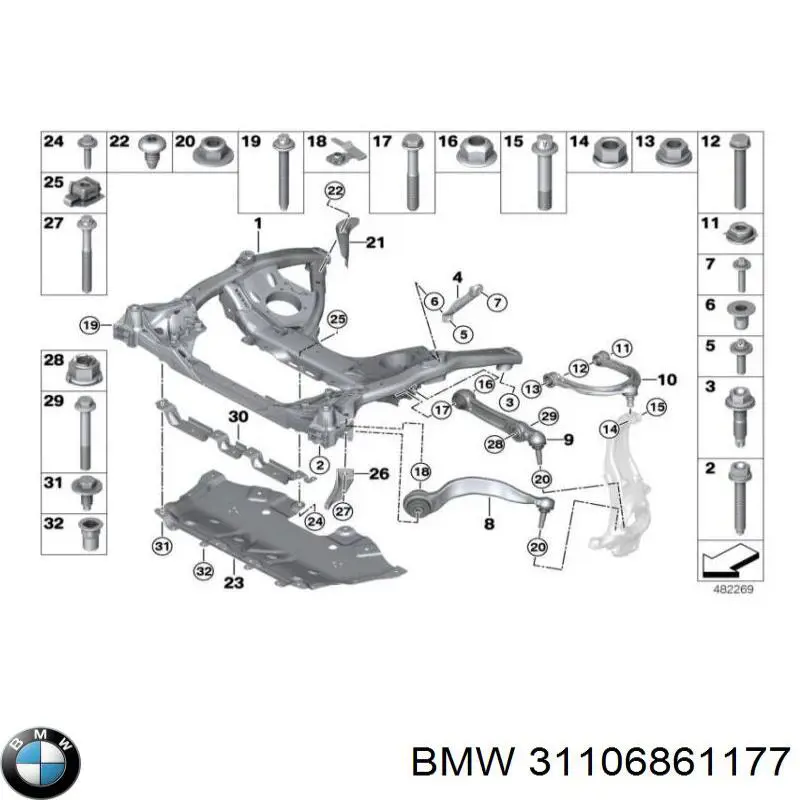 31106861177 BMW brazo suspension trasero inferior izquierdo
