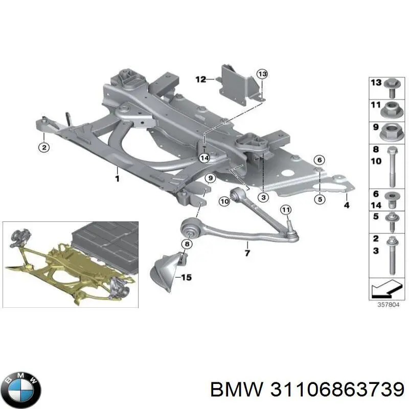 Barra oscilante, suspensión de ruedas delantera, inferior izquierda para BMW I3 (I01)