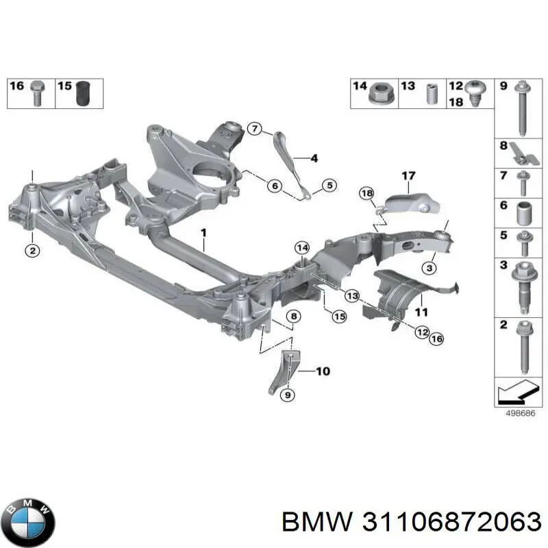 31106872063 BMW perno de fijación, brazo oscilante delantera, inferior