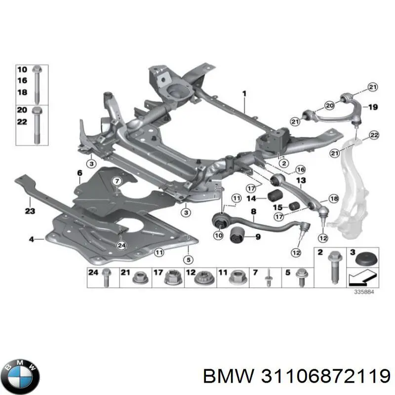 31106866981 BMW subchasis delantero soporte motor