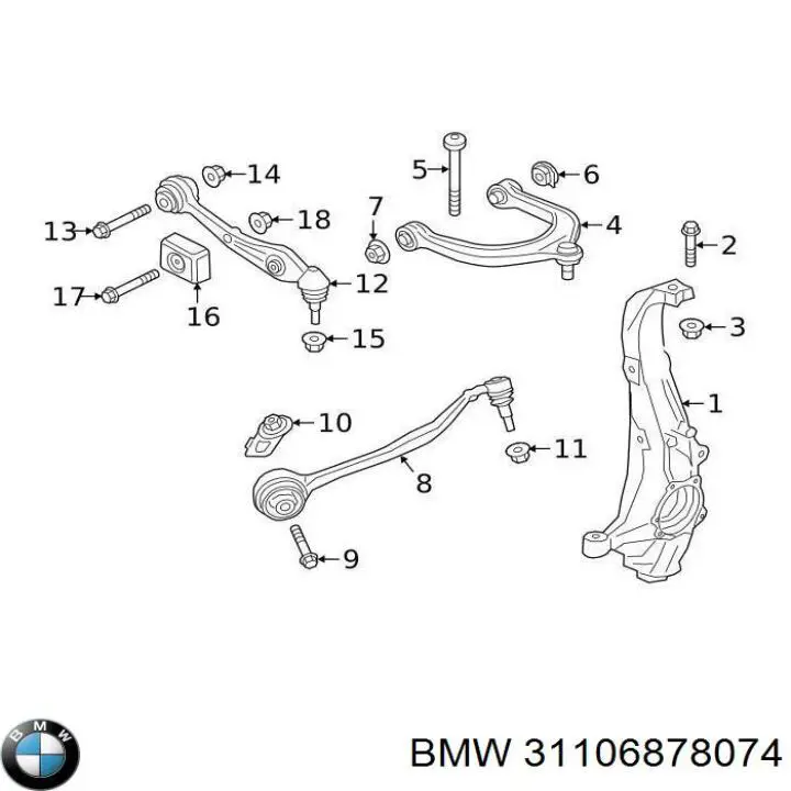 31106878074 BMW barra oscilante, suspensión de ruedas delantera, inferior derecha