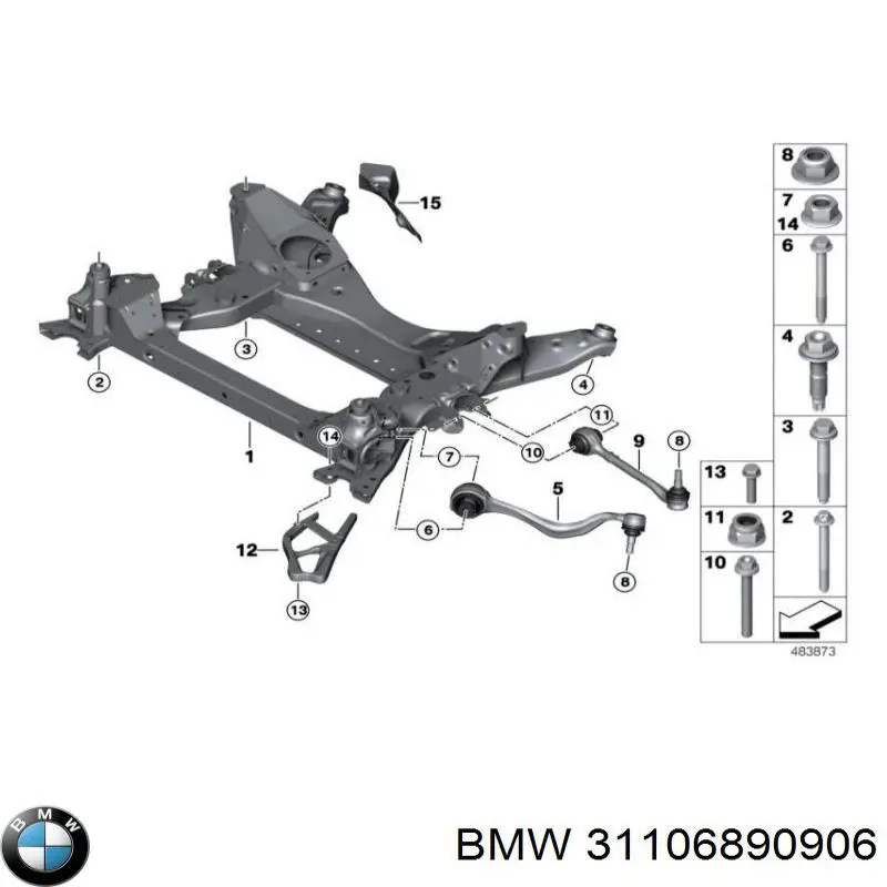 31106890906 BMW barra oscilante, suspensión de ruedas delantera, inferior derecha