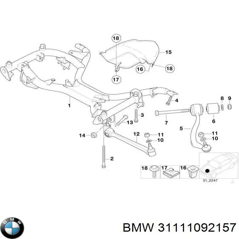 31111092157 BMW subchasis delantero soporte motor