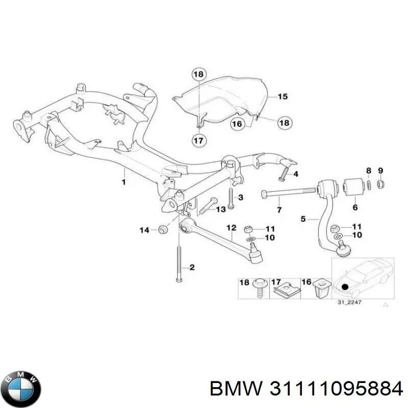 31111095884 BMW subchasis delantero soporte motor