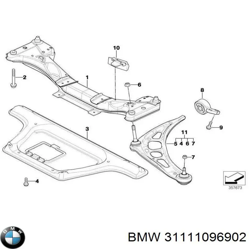 31111096902 BMW subchasis delantero soporte motor