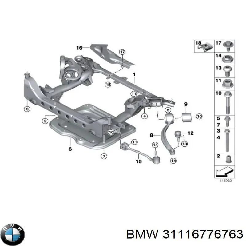 31116776763 BMW subchasis delantero soporte motor