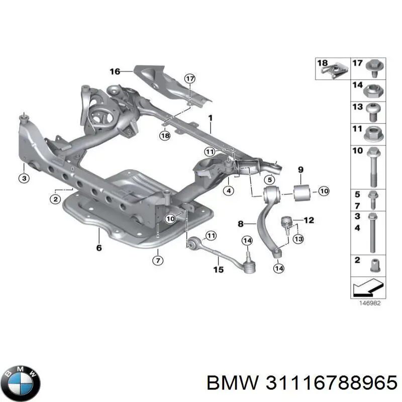 31116788965 BMW subchasis delantero soporte motor