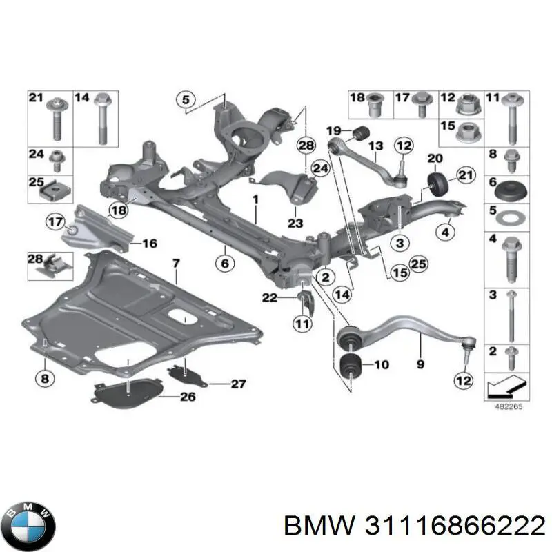 Subchasis delantero soporte motor BMW 31116866222 precio, desde 621,46 EUR