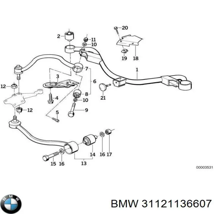 Silentblock de suspensión delantero superior BMW 31121136607