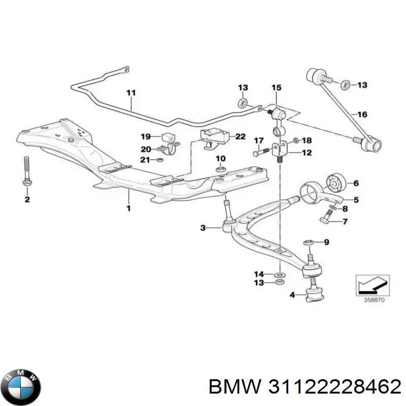 31122227914 BMW barra oscilante, suspensión de ruedas delantera, inferior derecha