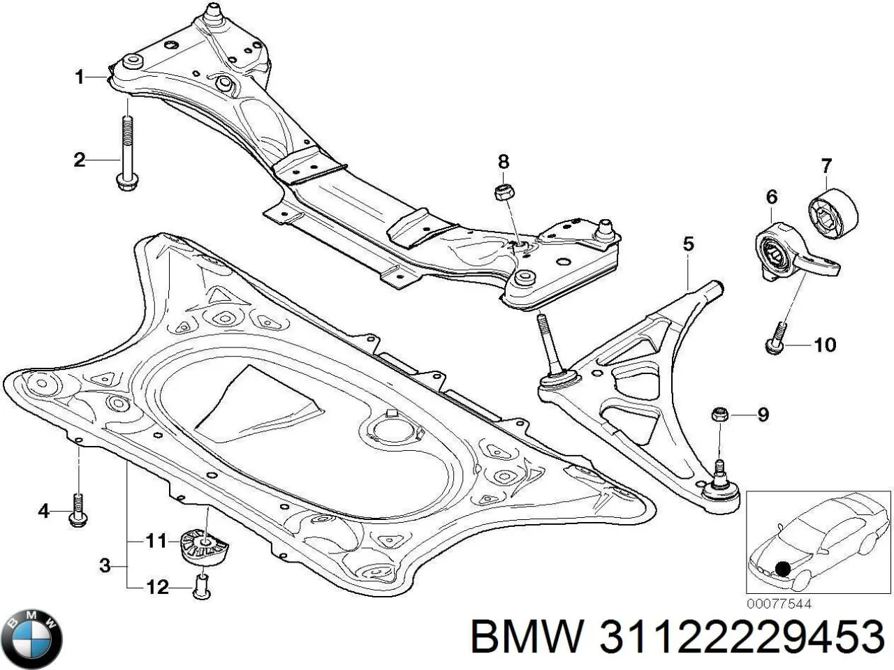 31122229453 BMW barra oscilante, suspensión de ruedas delantera, inferior izquierda