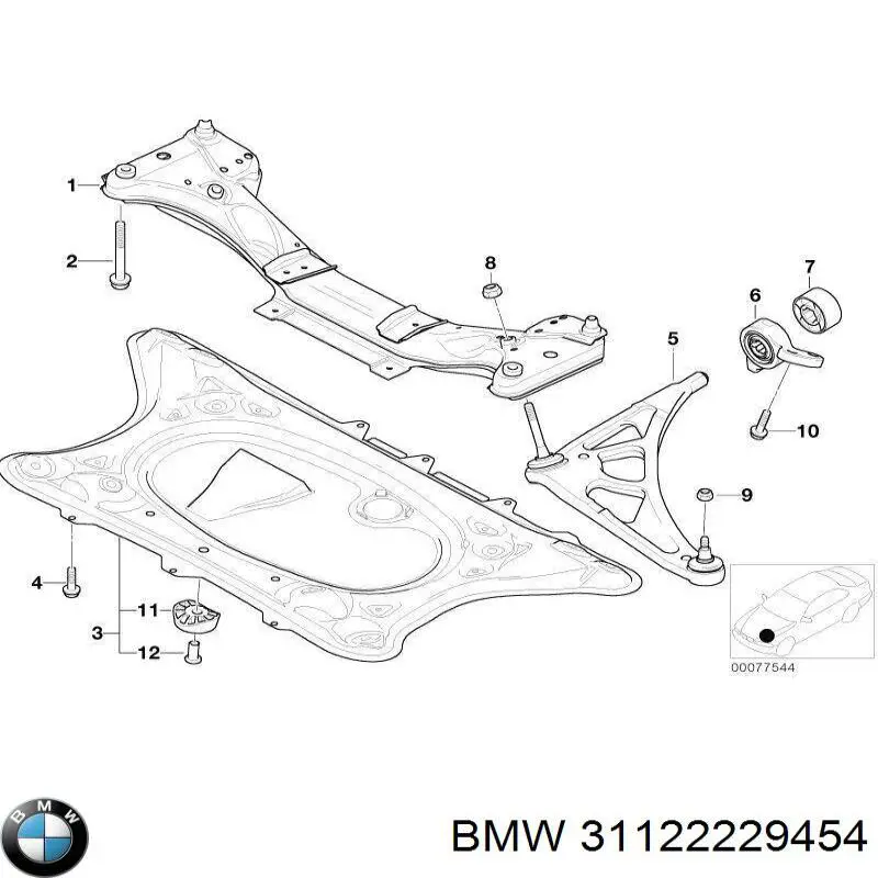 31121096986 BMW barra oscilante, suspensión de ruedas delantera, inferior derecha
