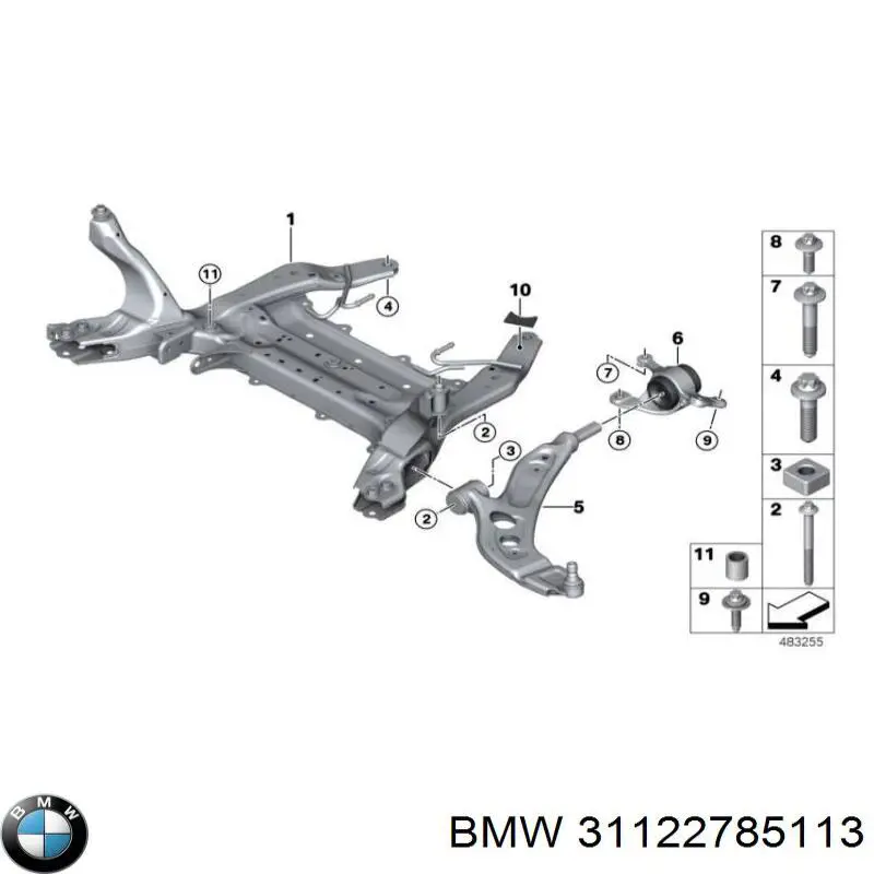 31122785113 BMW barra oscilante, suspensión de ruedas delantera, inferior izquierda