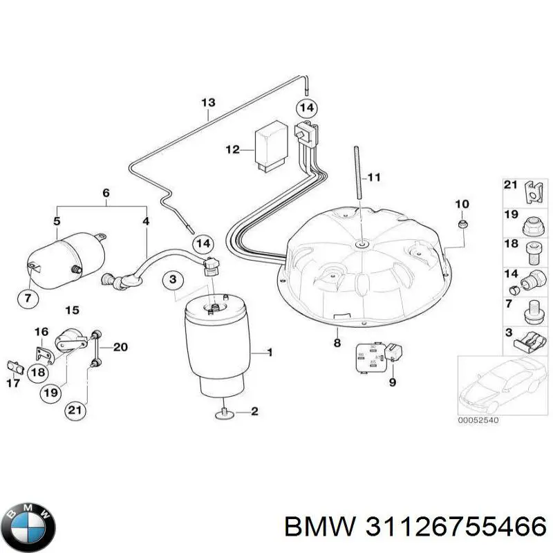 Barra de sensor de regulación de altura, delantera para BMW 7 (E65, E66, E67)