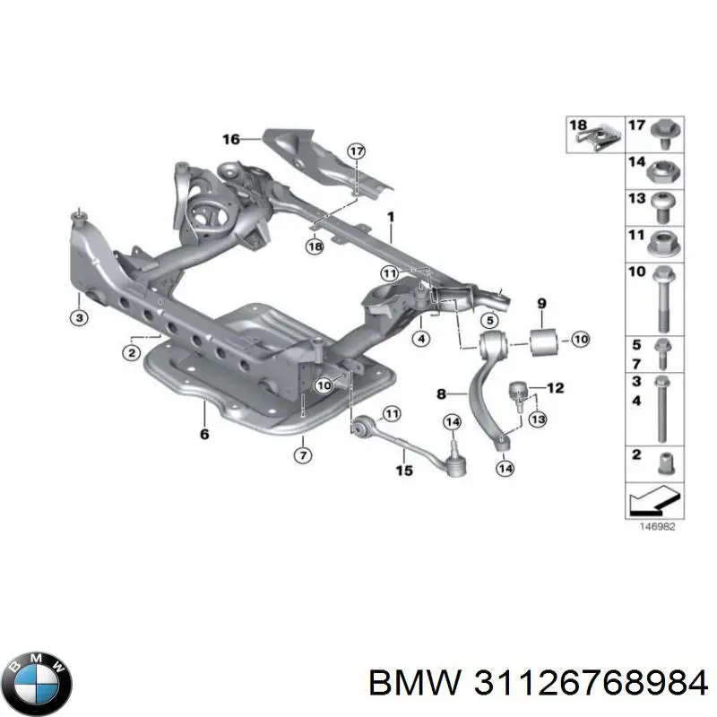 31126768984 BMW barra oscilante, suspensión de ruedas delantera, inferior derecha