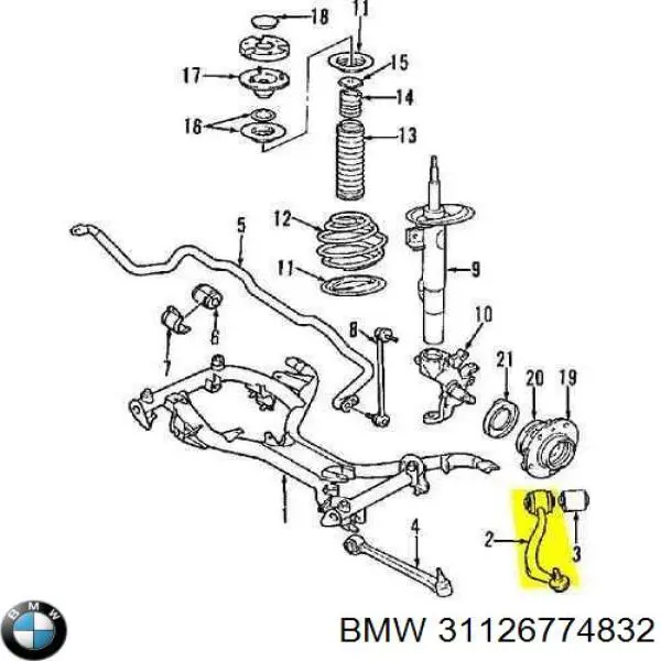 Brazo inferior derecho de la suspensión delantera BMW 31126774832