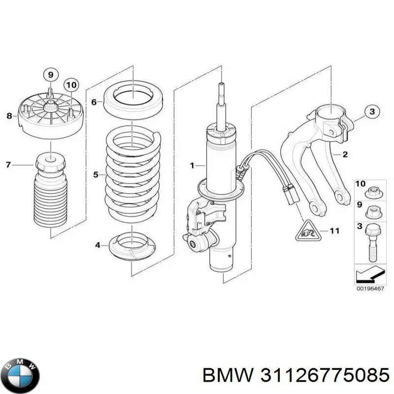 Horquilla de amortiguador delantero, inferior izquierda para BMW X5 (E70)