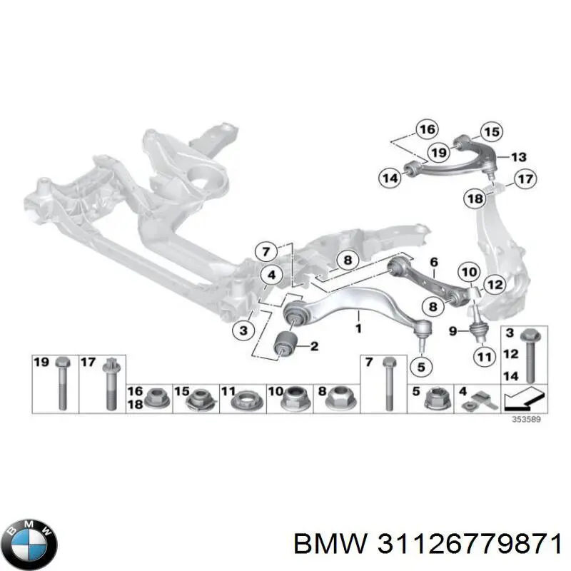 Brazo superior izquierdo/derecho de suspensión delantera 31126779871 BMW