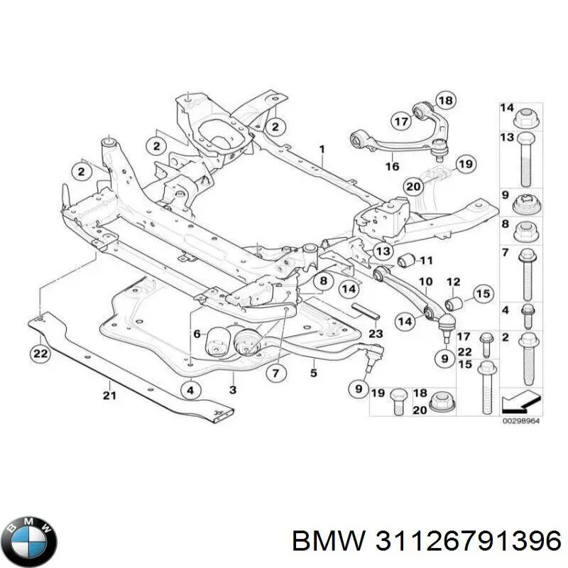 31126791396 BMW barra oscilante, suspensión de ruedas delantera, inferior derecha