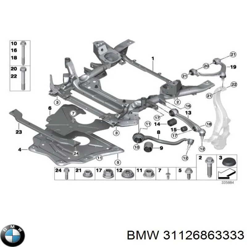 31126863333 BMW barra oscilante, suspensión de ruedas delantera, superior izquierda