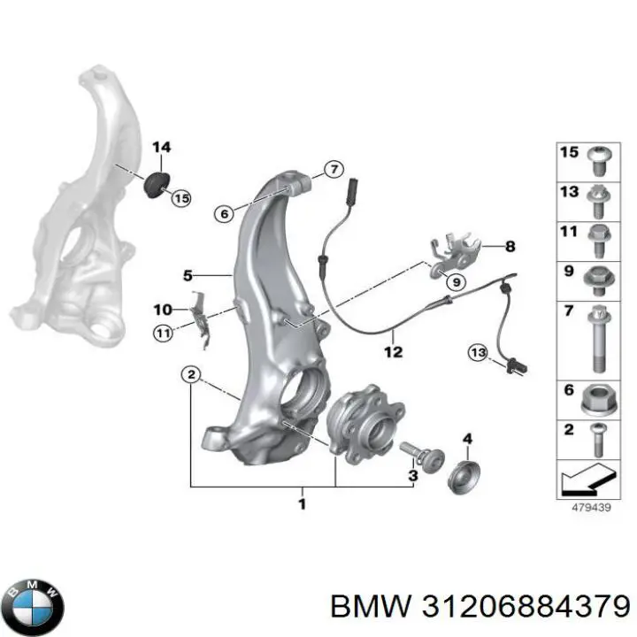 Mangueta delantera izquierda BMW 31206884379 precio, desde 333,96 EUR