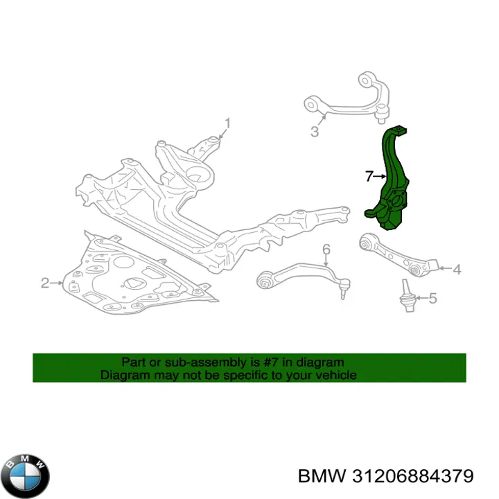 31206884379 BMW muñón del eje, suspensión de rueda, delantero izquierdo