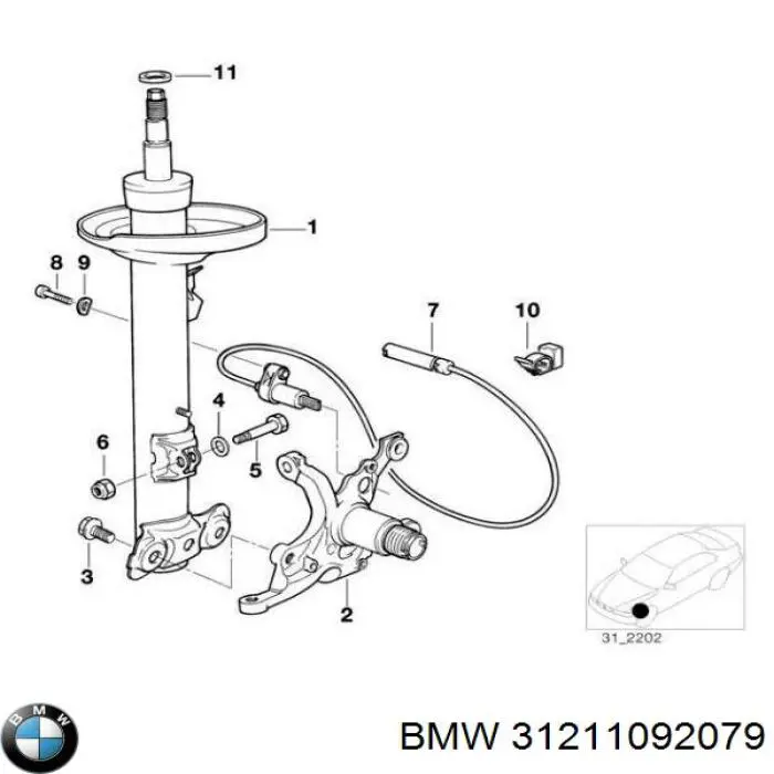 Muñón del eje, suspensión de rueda, delantero izquierdo para BMW 3 (E36)
