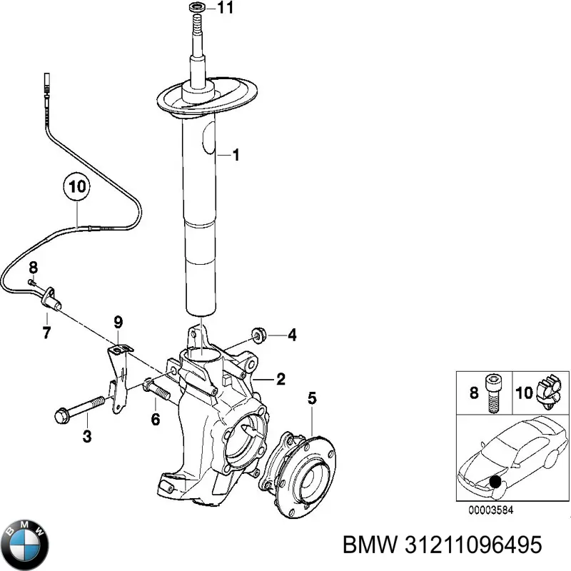 Muñón del eje, suspensión de rueda, delantero izquierdo para BMW 5 (E39)