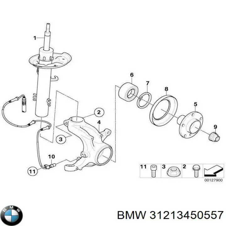 31213450557 BMW muñón del eje, suspensión de rueda, delantero izquierdo
