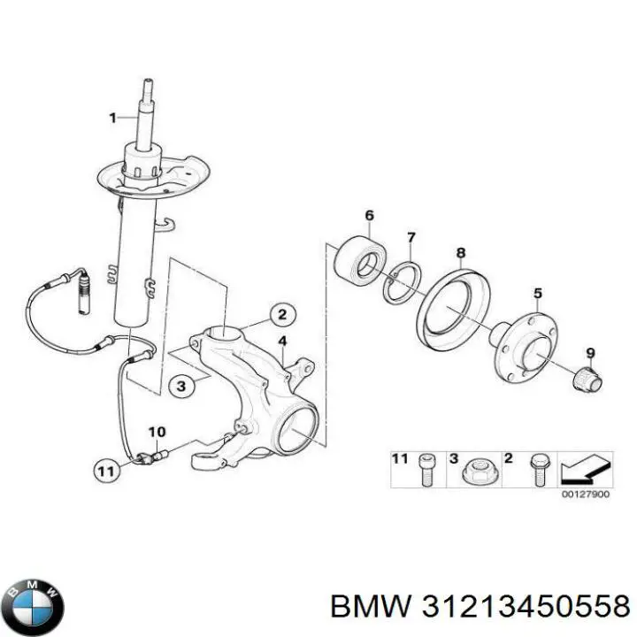 31213450558 BMW muñón del eje, suspensión de rueda, delantero derecho