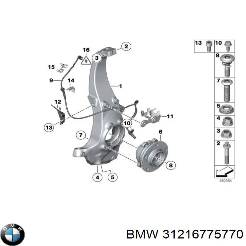 Muñón del eje, soporte de rueda, delantero derecho para BMW 5 (F10)