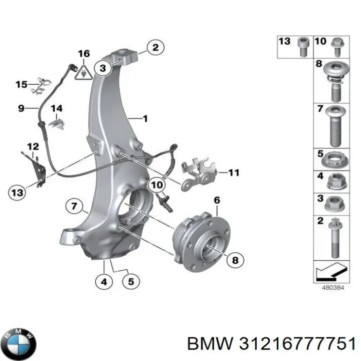 31216777751 BMW muñón del eje, suspensión de rueda, delantero izquierdo